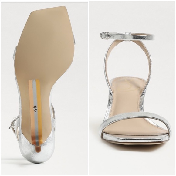 Sam Edelman Silver Rayelle Goatskin Leather Heels - Picture 16 of 16